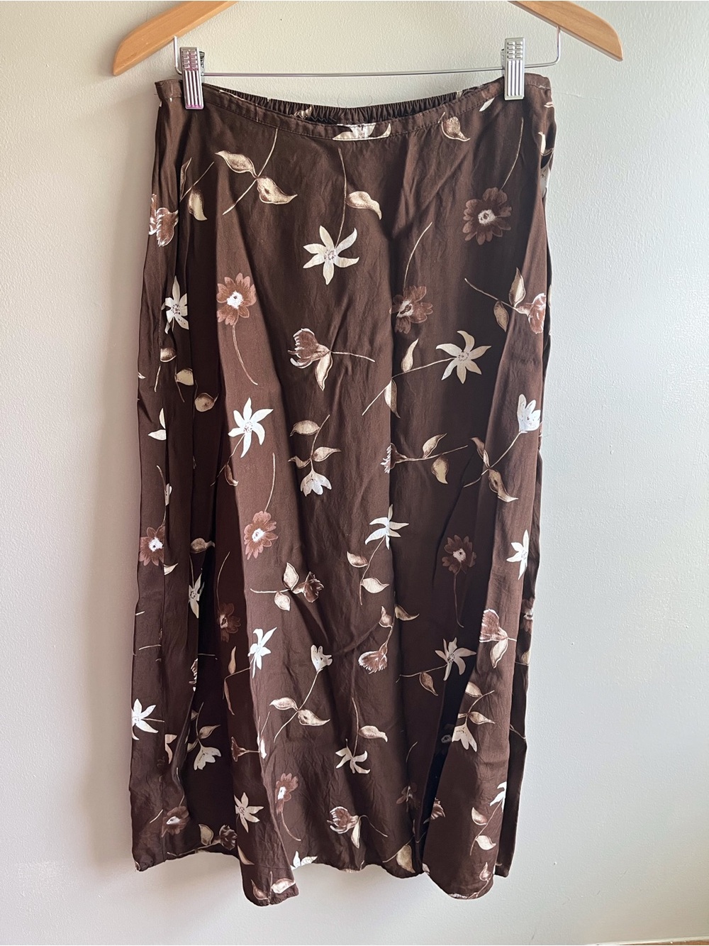Basic Editions Brown Floral Maxi Skirt